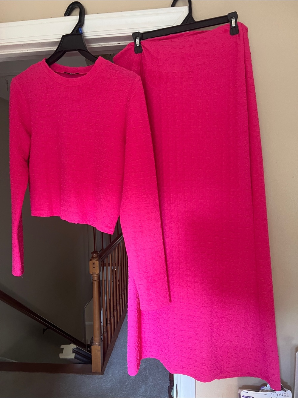 Hot Pink Long Sleeve Cropped Sweater